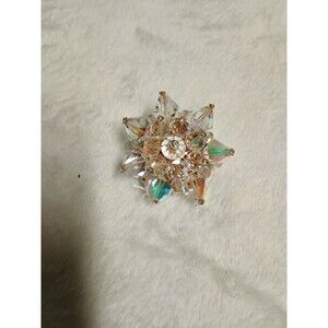 Vintage Aurora Borealis Dome Cha Cha Crystal Brooch